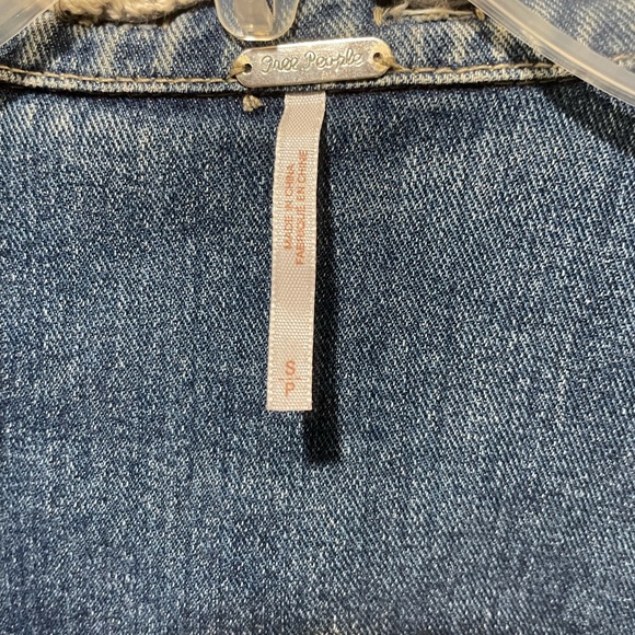Free People Jean Jacket Hoodie with Cotton Sleves - Picture 2 of 2